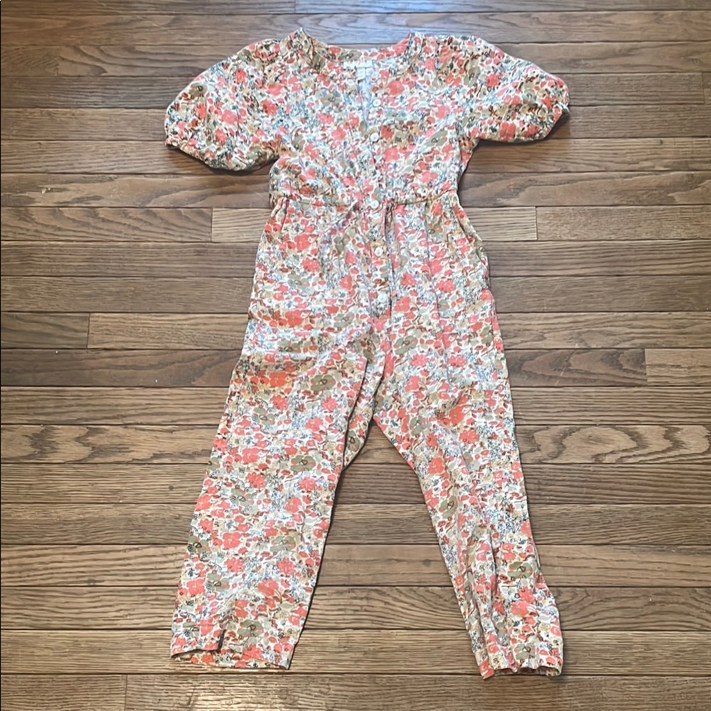 Floral Jumpsuit with Puff Sleeves